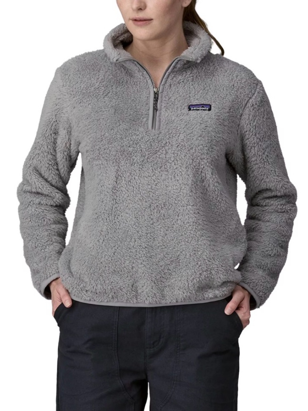 Patagonia Los Gatos XL Gray Sherpa Quarter-Zip Women's Fleece Pullover